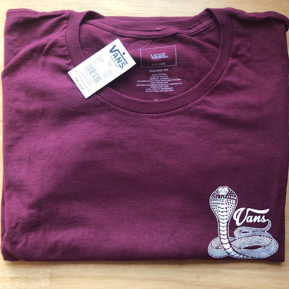 Men’s Vans T Shirt Size XX-Large Vintage Maroon